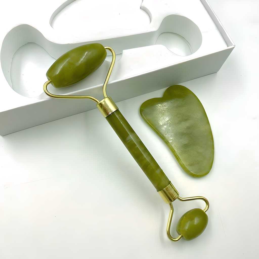 Natural Jade Face Roller & Gua Sha Massager – Facial Skin Care Tool