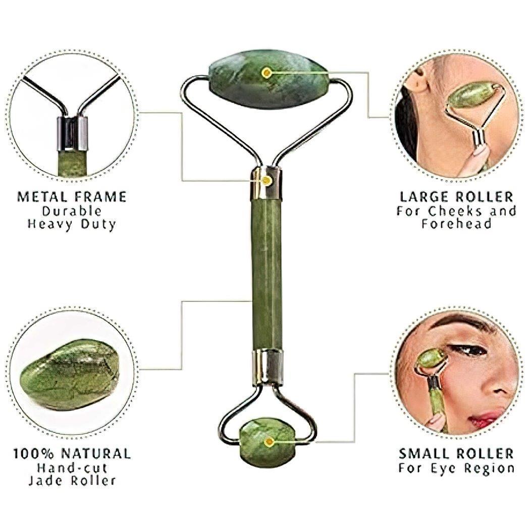 Natural Jade Face Roller & Gua Sha Massager – Facial Skin Care Tool