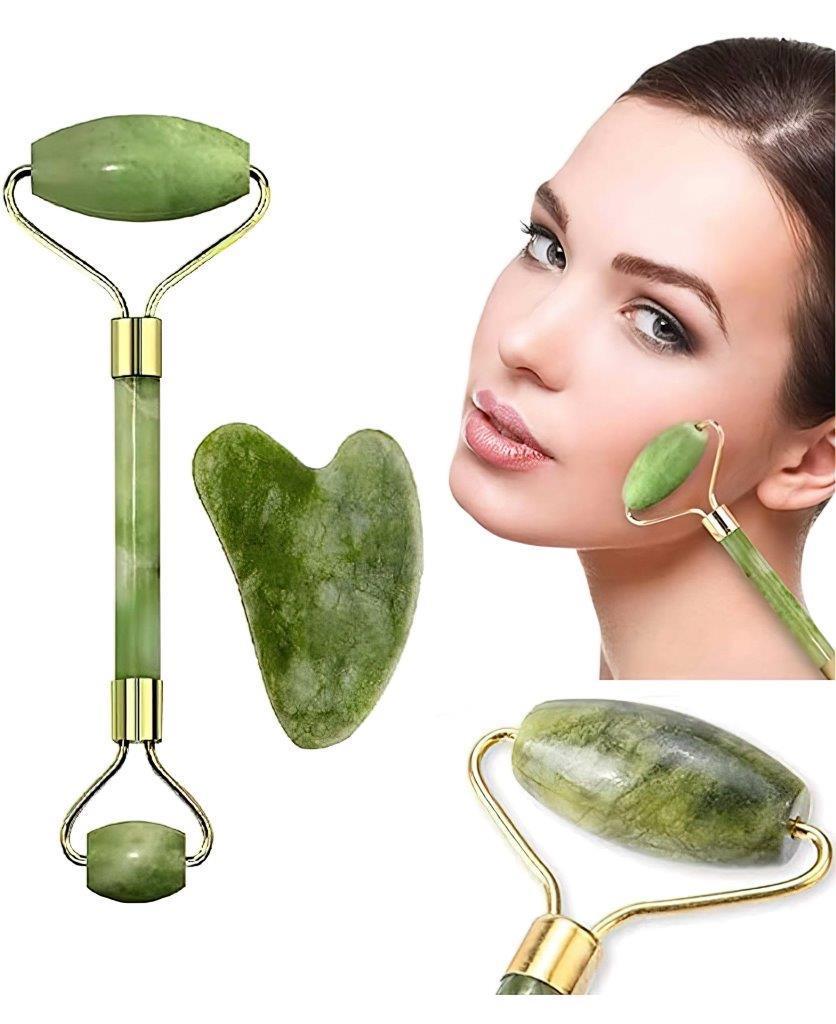 Natural Jade Face Roller & Gua Sha Massager – Facial Skin Care Tool
