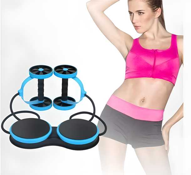 4-Wheel Ab Roller with Resistance Bands & Knee Pad | Core Strength Abdominal Workout Roller for Home Gym